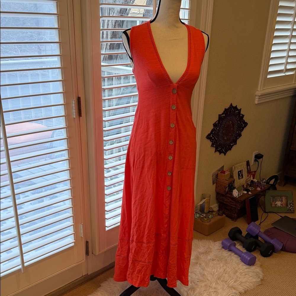Free People coral Button-Down Dress